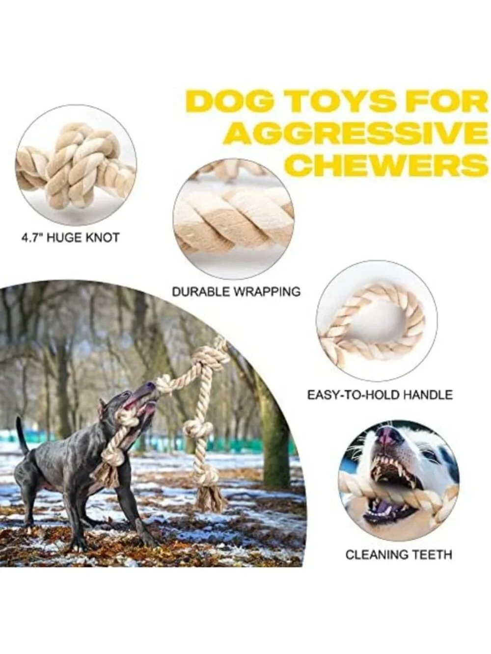 Durable Tug of War Dog Rope Toys for Large Dogs - Tough Chew Playtime Fun